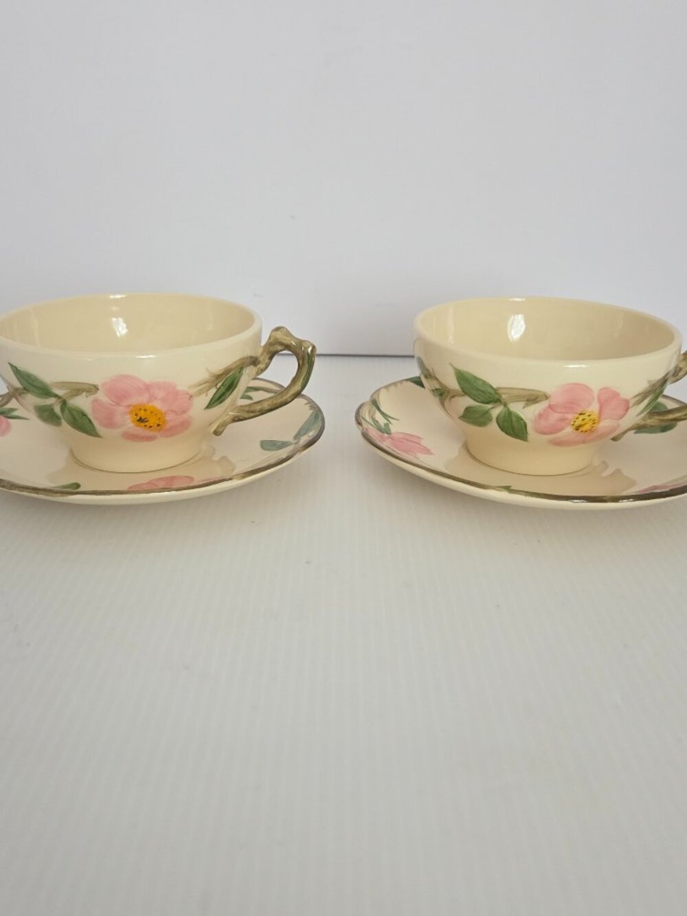 Franciscan Desert Rose Cups Hand Painted Teacups Cups & Saucers England Set of 2